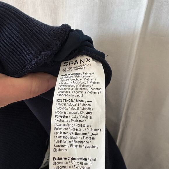 SPANX Navy AirEssentials Straight Leg Pique Pants - Picture 5 of 13